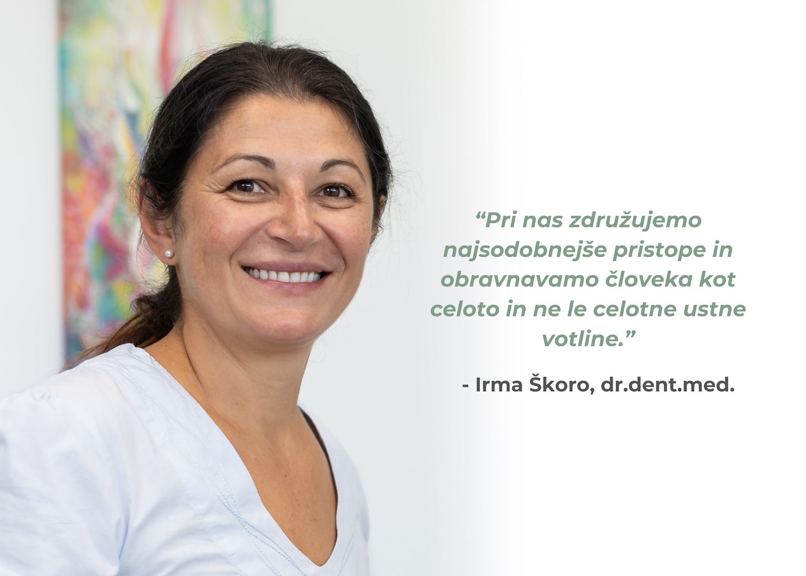 Portret dr. Irme Škoro, ustanoviteljice centra Irmati